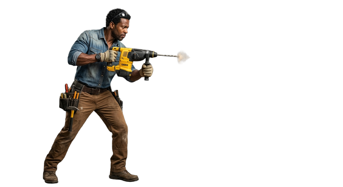 Professional handyman with power drill